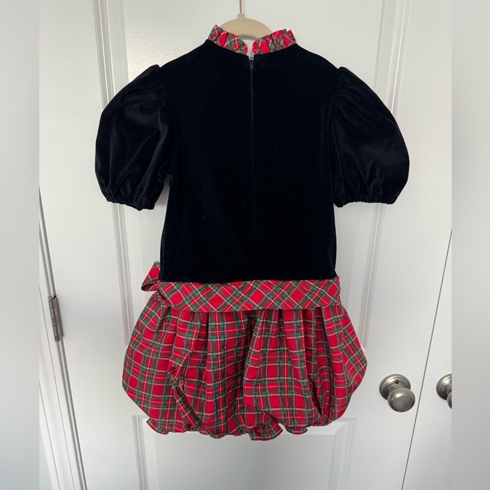 Ruth Of Carolina Velvet Christmas Plaid Bubble Dress Girls Size 7 - Picture 4 of 5
